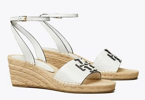 NIB TORY BURCH $248 WHITE GARDENIA INES LEATHER ESPADRILLE SANDAL SHOE/Sz 6 - Picture 1 of 9