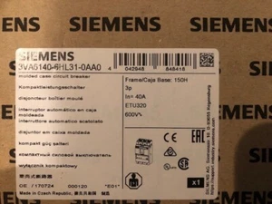 Siemens 3VA6140-6HL31-0AA0 ESTUCHE MOLDEADO 3 POLOS 40A Disyuntor ¡NUEVO EN CAJA! - Imagen 1 de 1