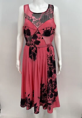 NUEVO CON ETIQUETAS ANTHROPOLOGIE Vestido Tracy Reese Para Mujer’s 8 Seda Combo Falda Kimono Floral Foto 1 de 4