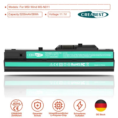 11.1V BTY-S11 BTY-S12 Akku Für MSI Wind MS-N011 U90 U100 U100X Advent 4211 4212 - Bild 1 von 4