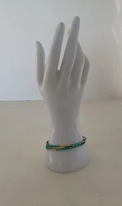 Trendy Beaded Turquoise And Gold Wrap Bracelet - Picture 1 of 9