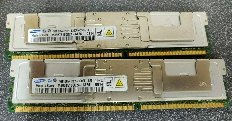 2x Samsung M395T5160QZ4-CE66 4GB 2RX4 PC2-5300F ECC FBDIMM SERVER Memory - Image 1 of 1