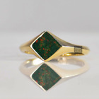 Minimalist Bloodstone Signet Ring For Unisex Gold Vermeil Gemstone Ring For Boys