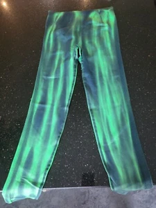 GREEN ABSTRACT GYM LEGGINGS SIZE M - Picture 1 of 3