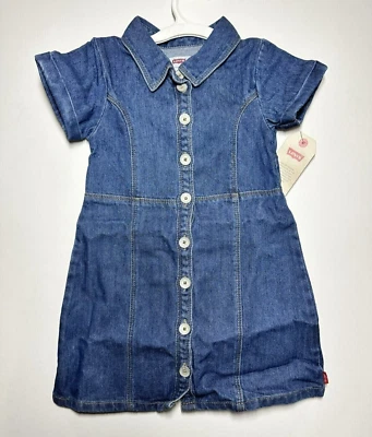 Levi's Girls' Short Sleeve Button-Front Denim Dress - Blue M - Image 1 of 2