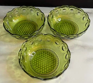 Bartlett Collins 4.5" Green Manhattan Bullseye Fruit Bowls Set of 3 - Picture 1 of 6