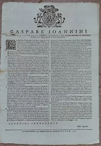 Bando Divieto di vendere Bozzoli e Sete Alessandria 1730 - Vittorio Amedeo II - Imagen 1 de 3