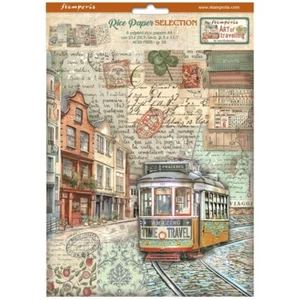 Stamperia A4 RICE PAPER SELECTION - ART OF TRAVELLING- COMPLETE SET - 6 X SHEETS - Picture 1 of 7