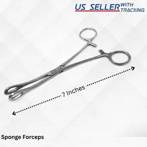 Sponge Forceps 7" Curved Serrated Gynecology Veterinary Surgical Instruments - Picture 1 of 4