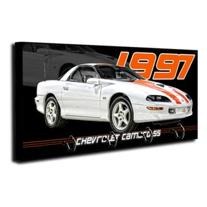 1997 Camaro SS Orange White Design Wood Key Hanger Dog Leash Holder - Picture 1 of 8