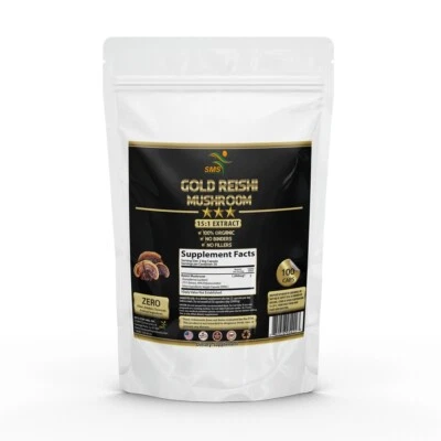 REISHI MUSHROOM STRONGEST ORGANIC 100 CAPSULES LINGZHI LUCIDUM EXTRACT SPORES - Image 1 of 2