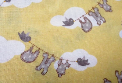 Moda Fabric Washing on the Line in Yellow 44" X 54" Nursery Baby Retro - Image 1 of 4