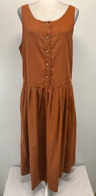 Vestido midi de pana Fenwick de colección talla 14 bolsillos para mujer sin mangas hecho en EE. UU. Foto 1 de 4