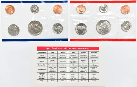 1986 (P & D) United States Mint Set w/ OGP & COA Cover