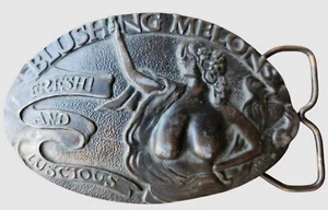 VTG 70s Captain Hawk's Brass Blushing Melons Belt Buckle Hidden Compartment #199 - Picture 1 of 6