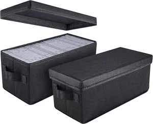 CD Storage Boxes - Pack of 2 CD Case Holder - 13.2" X5.9" X 5.3", Container Hold - Picture 1 of 12