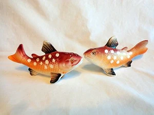 ROCK BARSCH FISCH Salz und Pfefferstreuer Braun Porzellan Japan Korken Stöpsel - Bild 1 von 7