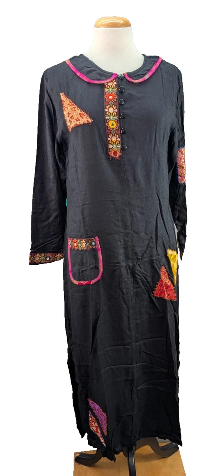 Sacred Threads Long Sleeve Maxi Dress Size S/M Floral Patchwork Witchy Goth NWT - Image 1 of 4