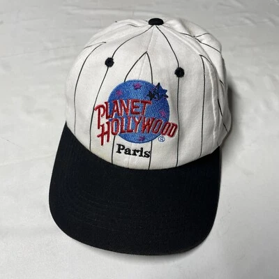 De colección Años 90 Planet Hollywood SnapBack Sombrero Blanco Rayas París Arte Streetwear Foto 1 de 4