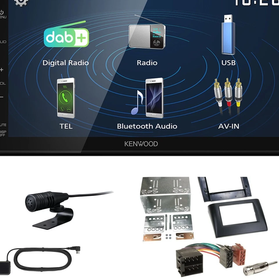 Kenwood 2DIN DAB Autoradio für Fiat Stilo 2001-2008 schwarz