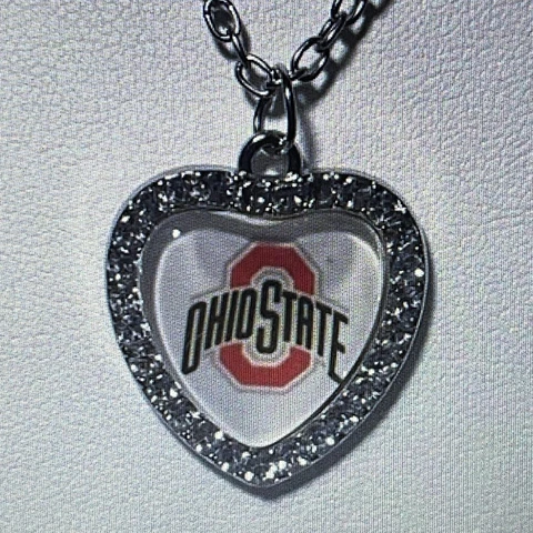 Ohio State Buckeyes NCAA Fashion Heart Charm Football Necklace NEW Cover
