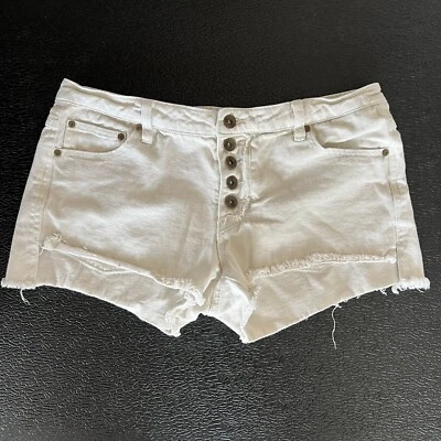 Pantalones Cortos O'Neill Denim Tiro Bajo Botón Mosca Color Blanco Para Mujer Talla 9 Foto 1 de 4