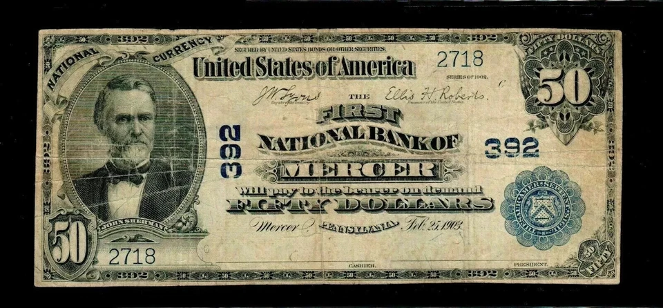 $50 1902 Large Size Mercer Pennsylvania National Banknotes (B110) - Image 1 of 2