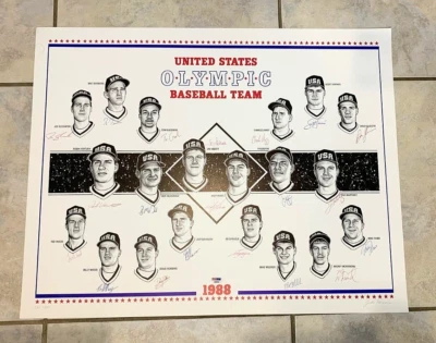 1988 USA Olympic Team Baseball Signed Lithograph PSA/DNA Auto Jim Abbott E66654 - Image 1 of 3