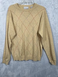 American Blue Men's Argyle Cashmere Sweater Light Yellow Or Bright Beige Medium - Picture 1 of 7