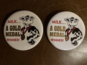 Milk A Gold Medal Winner with Cow Pinback (Lot of 2) - Picture 1 of 7