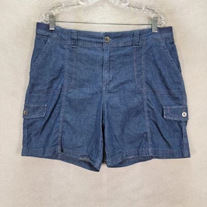 StyleCo Blue Denim Stretch High Rise Cargo Chino Womens Shorts Plus Size 16 - Picture 1 of 19