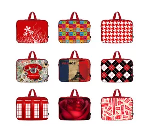 Neoprene Laptop Sleeve Bag Case w. Hidden Handle Fit up to 12.3" - Red - Picture 1 of 10