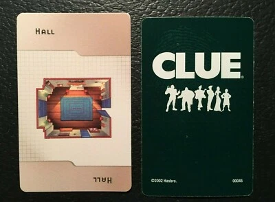 Clue  2002  Hall  LOCATION CARD  Game Replacement Piece / Part Hasbro - Image 1 of 3