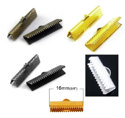 100 uds. Extremos de prensado de cinta texturizada rectangular - 16 mm x 8 mm - ¡6 colores!  Foto 1 de 2