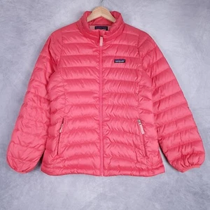 Patagonia Down Sweater Jacket Girls XL 14 Pink Quilted Light Outdoor Hike - Picture 1 of 24