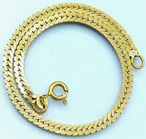 Antique Vtg 14k Gold Italy 3mm Herringbone 8" Bracelet 5.6Grams Wear or Scrap