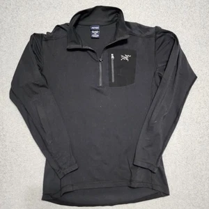 Vintage Arc'teryx Herren Quarter-Zip Jacket Lightweight Size Large Black Logo - Picture 1 of 9