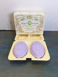 Vintage 1980 Avon Violet Perfumed Soaps 2 Oval Bars 3 Oz. Each New Original Box - Picture 1 of 10