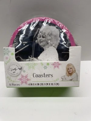 Posavasos de papel redondos Dolly Parton Christmas Cheer 4 en 8 unidades favores de fiesta nuevos Foto 1 de 4