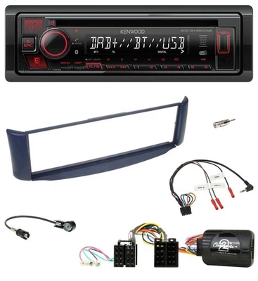 Kenwood Lenkrad CD USB Bluetooth DAB Autoradio für Smart ForTwo 2004-2007 blau - Bild 1 von 4