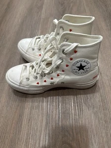 Nueva Zapatilla Converse Valentine Hearts All Star Chuck Taylor Hi Top Plataforma 7.5 - Imagen 1 de 7