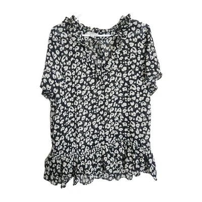 Umgee V-neck Tunic Top Womens Size Medium Black & White Foto 1 de 4