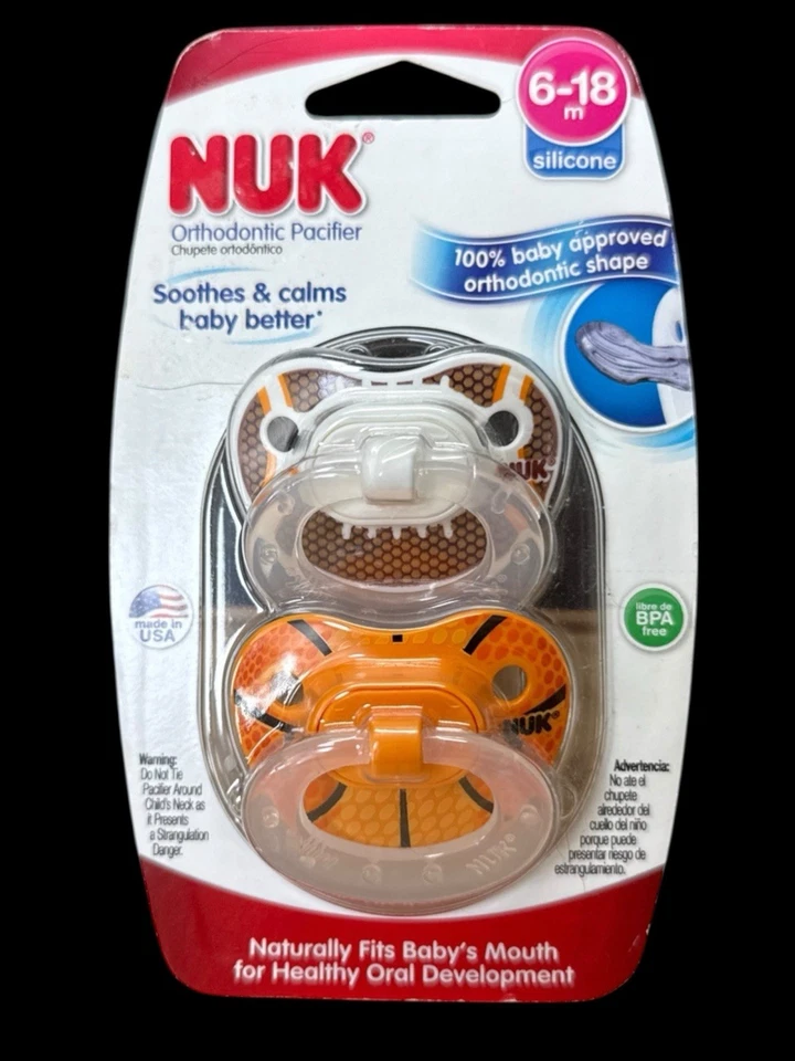 NUK 6-18 M Silicone Orthodontic Pacifier 2 Count BPA Fox 2panda Tiger