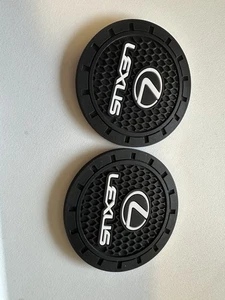 Lexus Silicone Non-Slip Car Cup Holder Coasters 2.75" 2-Pack Black And White - Picture 1 of 2