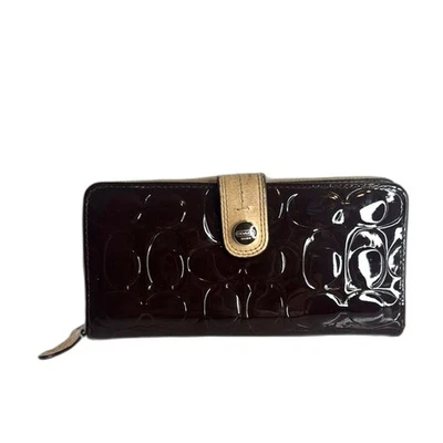 Coach лакированная кожа аккордеон молнии бумажник старые деньги милый моды - Изображение 1 из 4