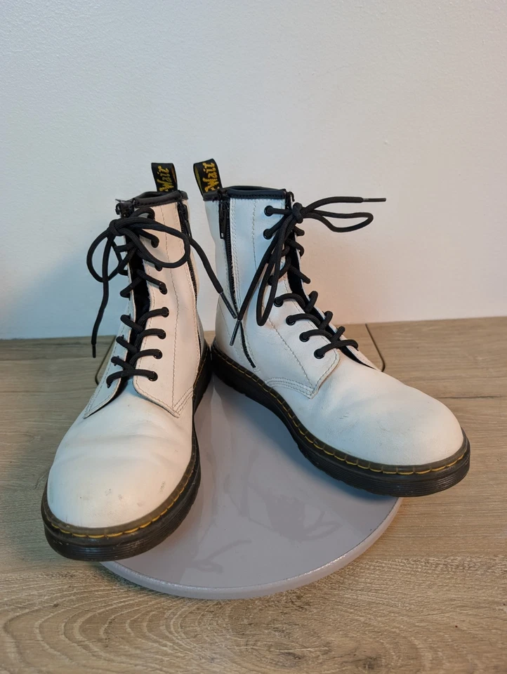 Botas de Combate Dr Doc Martens Para Hombre 6 Cuero Blanco Con Cordones Festival Clásicas AW004 Foto 1 de 4