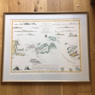 Framed Map - The Virgin Islands From English & Danish Surveys By Thomas Jefferys - Image 1 of 4