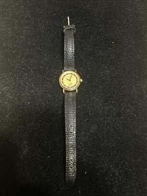 Vintage Hamilton 6208 tom dourado com mostrador dourado relógio feminino com couro preto - Imagem 1 de 4