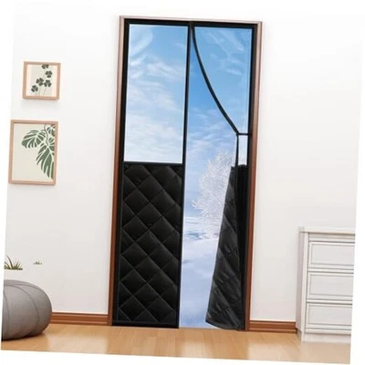 Magnetic Thermal Insulated Door Curtain Fit for Door 32" x 80" Black + Clear - Image 1 of 4