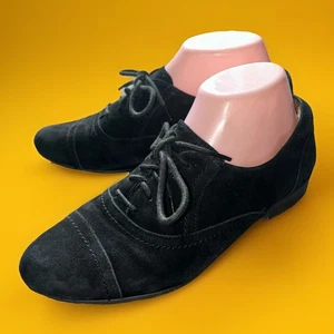 Womens Clarks Indigo Oxford Cap Toe Black Sude Shoes Sz 7.5 M - Picture 1 of 13